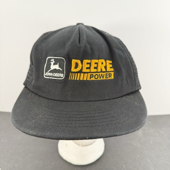 VTG John Deere Power Black Snapback Trucker Hat Cap K Product USA - Picture 1 of 12